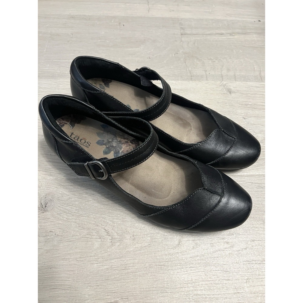 Taos Newsy Womens Sz 11 Black Leather Mary Jane Comfort Walking Shoes Low Heels
